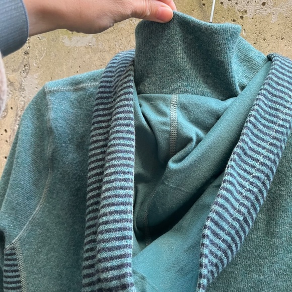 PrAna Kari Sweater / Jacket in Teal Green, Wool Blend + Fleece with Hood, Small - Picture 7 of 16